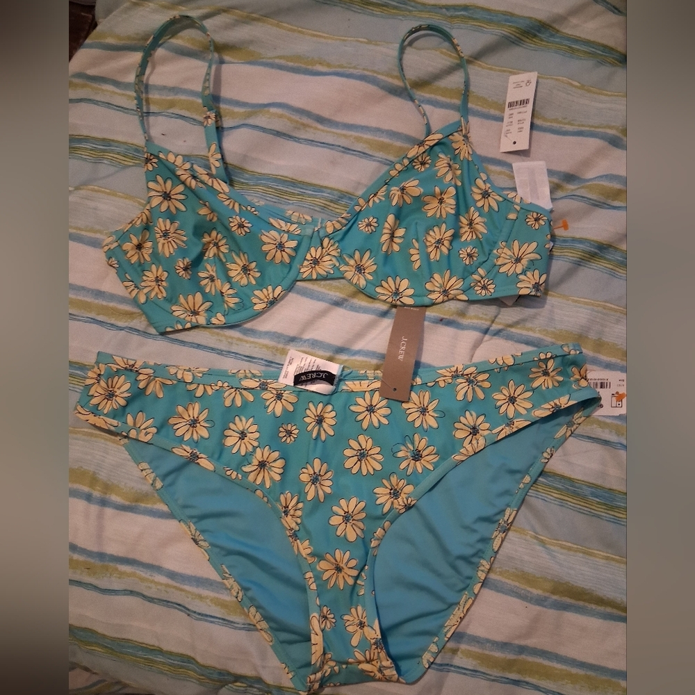 J. Crew Yellow Daisy Bikini Set on Aqua